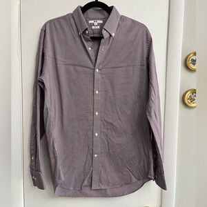 Uniqlo Men's Casual Button-Down Shirt - Blue Red and White Checkered Slim Fit M